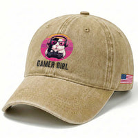 Funny Guinea Pig Video Game Rodent Lover Washed Cotton Baseball Cap Gamers Girl Sunset Retro Gift