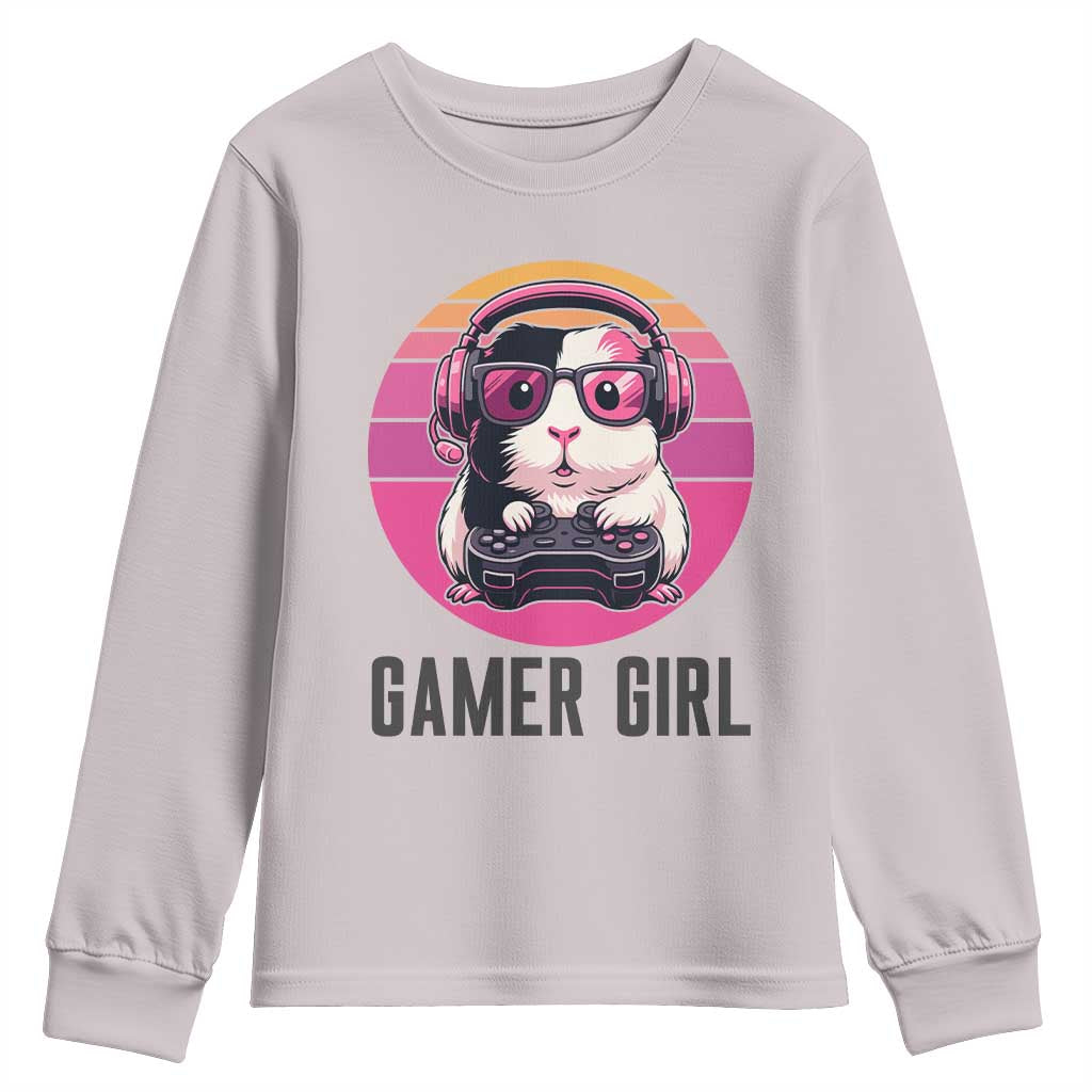 Funny Guinea Pig Video Game Rodent Lover Youth Sweatshirt Gamers Girl Sunset Retro Gift - Wonder Print Shop
