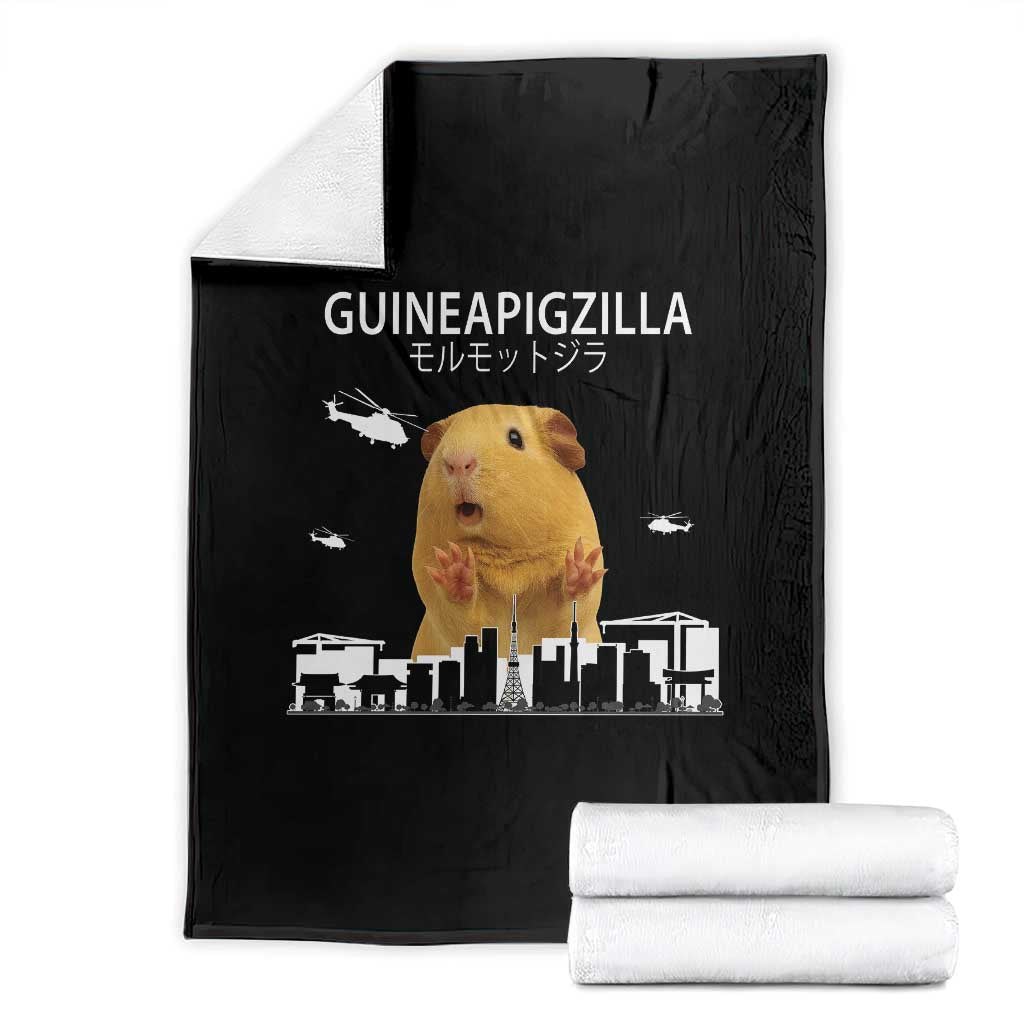 Funny Giant Guinea Pig Monster Roaring Tokyo Japan Throw Blanket Guineapigzilla - Wonder Print Shop
