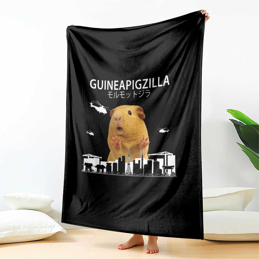 Funny Giant Guinea Pig Monster Roaring Tokyo Japan Throw Blanket Guineapigzilla - Wonder Print Shop