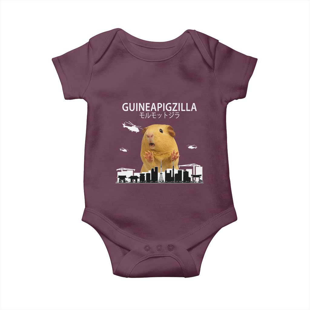 Funny Giant Guinea Pig Monster Roaring Tokyo Japan Baby Onesie Guineapigzilla - Wonder Print Shop