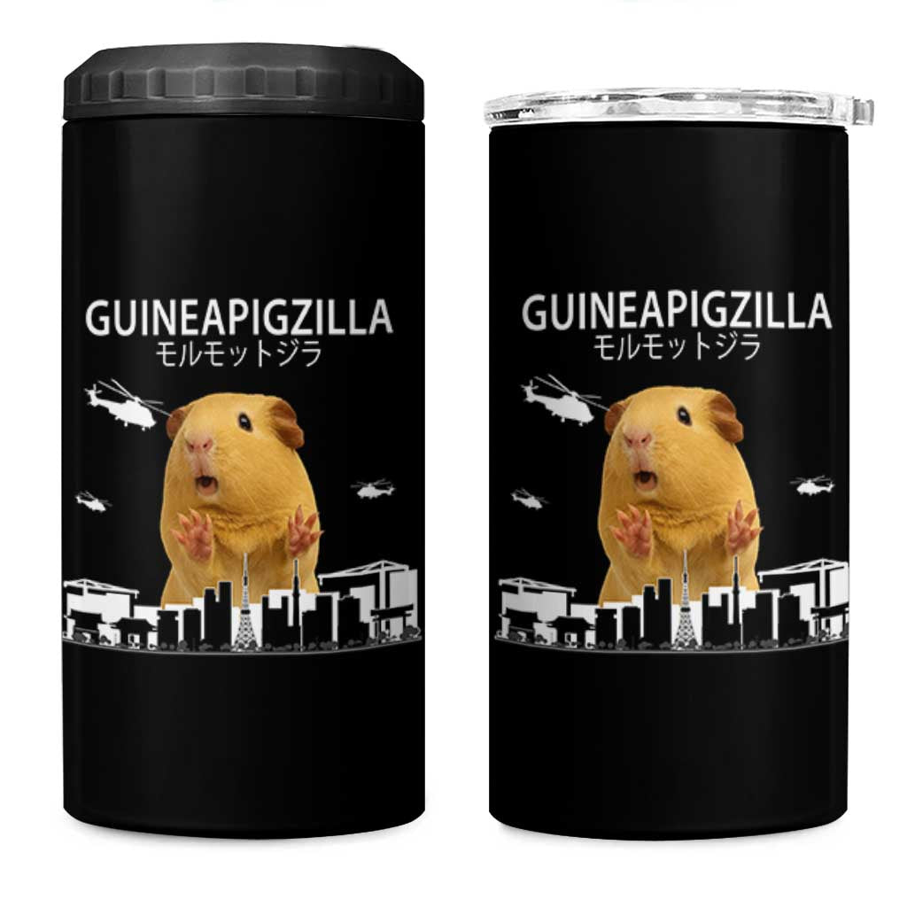 Funny Giant Guinea Pig Monster Roaring Tokyo Japan 4 in 1 Can Cooler Tumbler Guineapigzilla - Wonder Print Shop