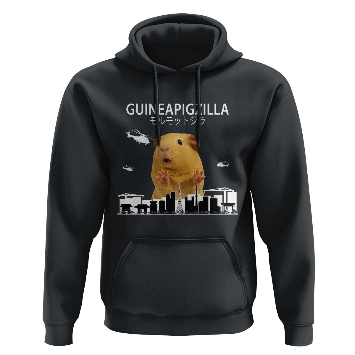 Funny Giant Guinea Pig Monster Roaring Tokyo Japan Hoodie Guineapigzilla - Wonder Print Shop