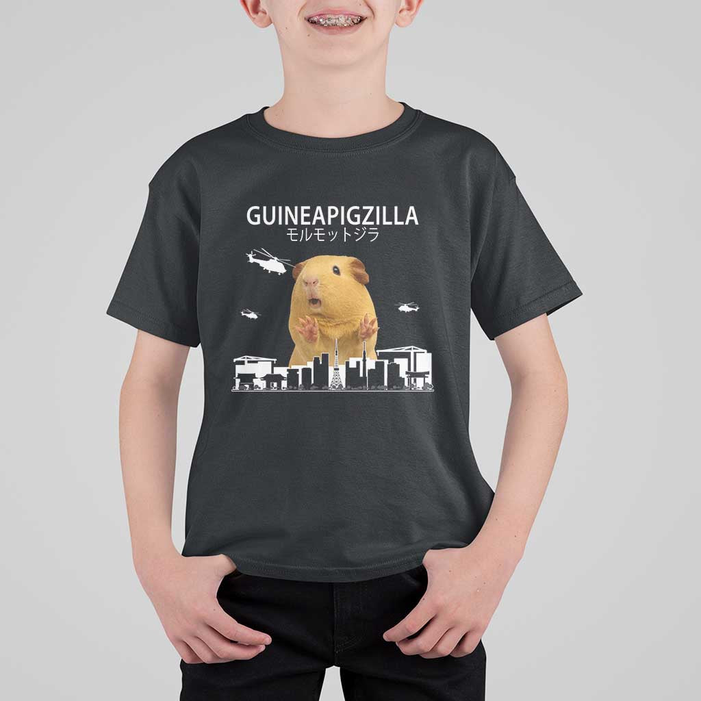 Funny Giant Guinea Pig Monster Roaring Tokyo Japan T Shirt For Kid Guineapigzilla - Wonder Print Shop