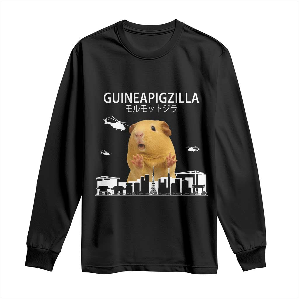 Funny Giant Guinea Pig Monster Roaring Tokyo Japan Long Sleeve Shirt Guineapigzilla - Wonder Print Shop