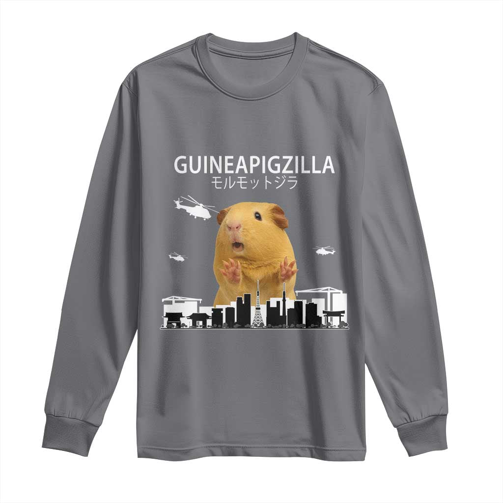 Funny Giant Guinea Pig Monster Roaring Tokyo Japan Long Sleeve Shirt Guineapigzilla - Wonder Print Shop