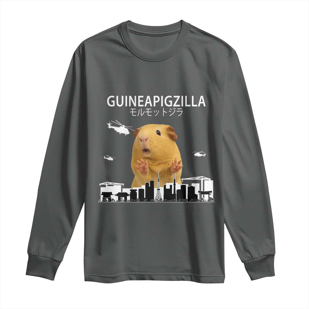 Funny Giant Guinea Pig Monster Roaring Tokyo Japan Long Sleeve Shirt Guineapigzilla - Wonder Print Shop