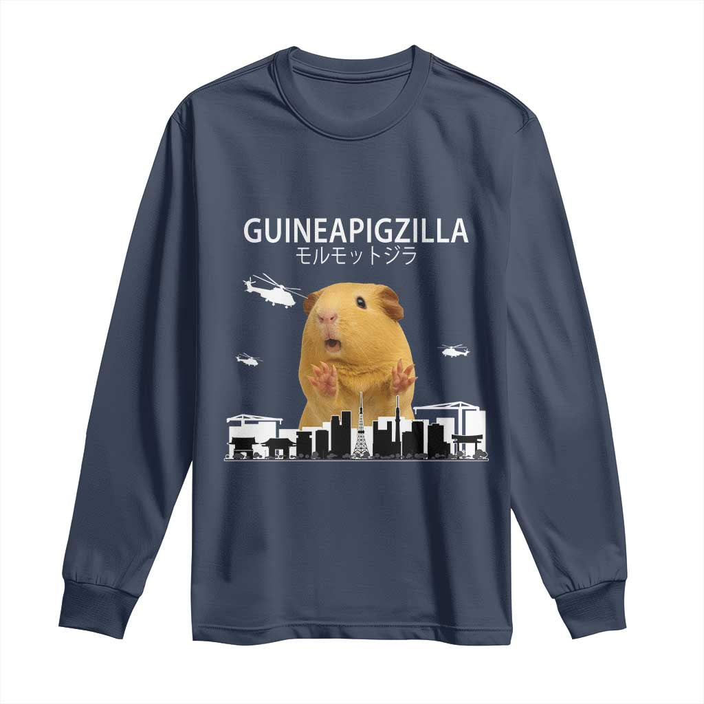 Funny Giant Guinea Pig Monster Roaring Tokyo Japan Long Sleeve Shirt Guineapigzilla - Wonder Print Shop