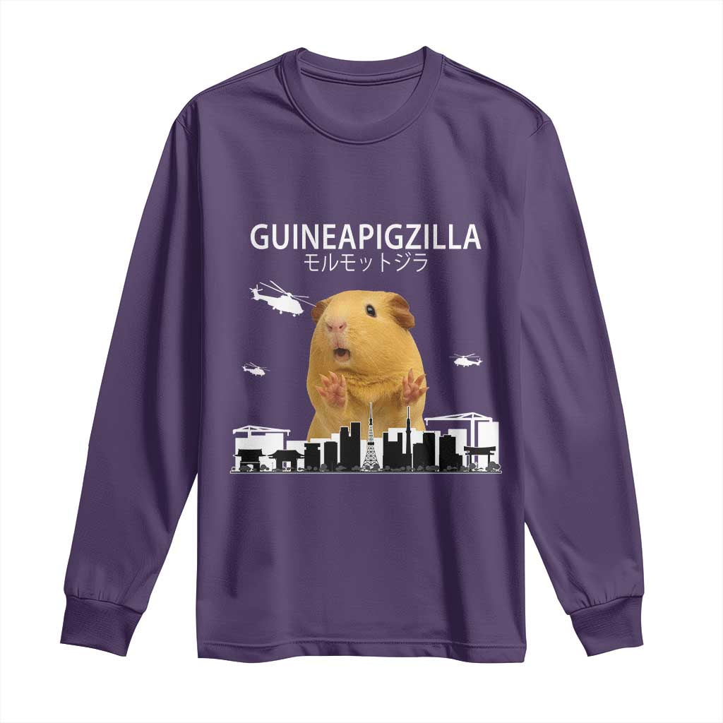 Funny Giant Guinea Pig Monster Roaring Tokyo Japan Long Sleeve Shirt Guineapigzilla - Wonder Print Shop