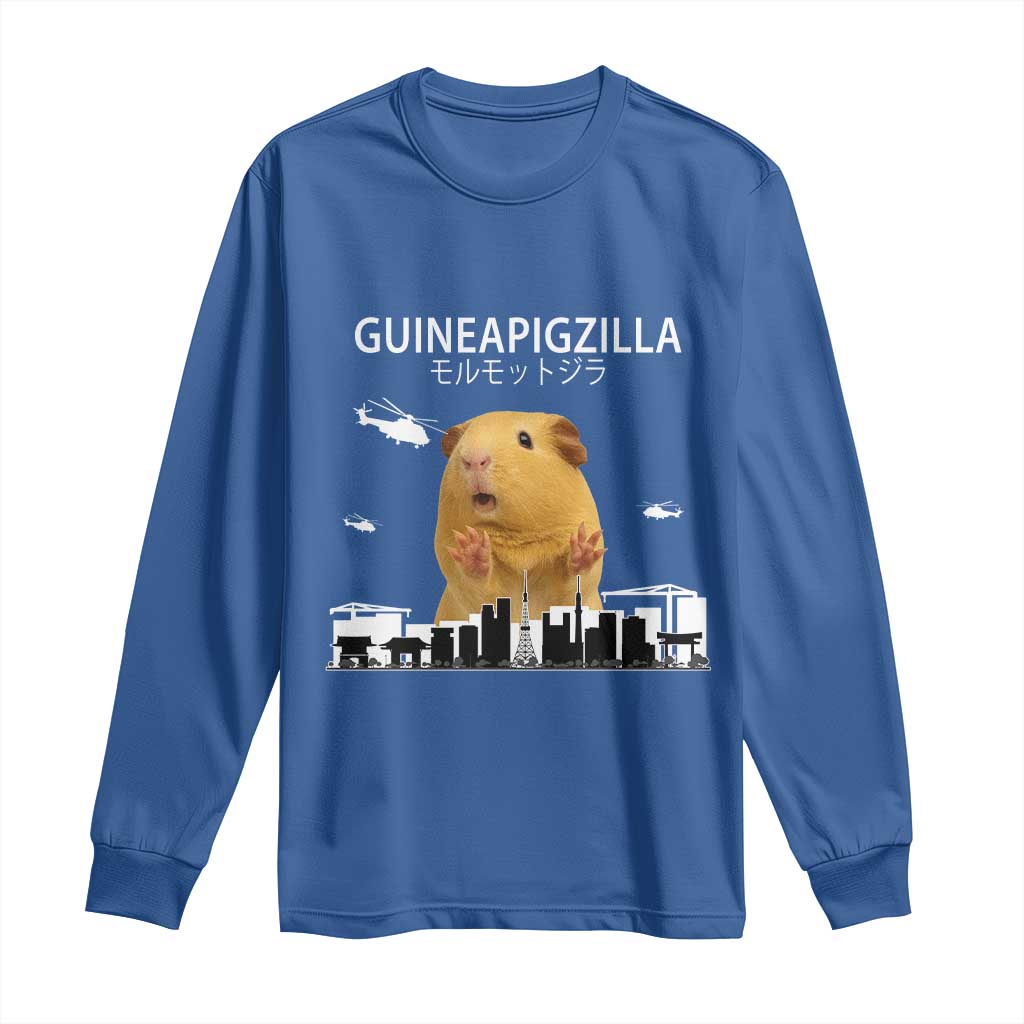 Funny Giant Guinea Pig Monster Roaring Tokyo Japan Long Sleeve Shirt Guineapigzilla - Wonder Print Shop