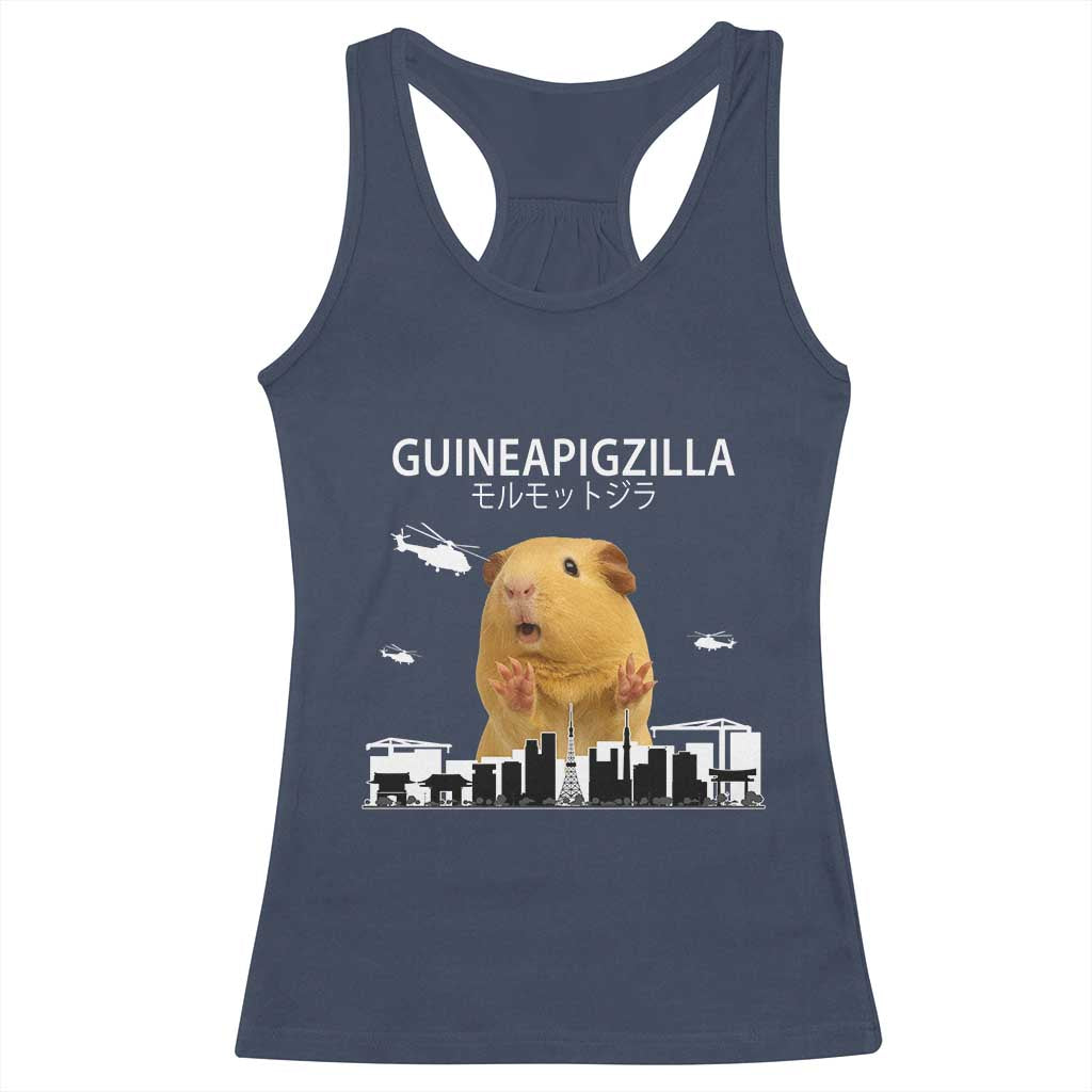 Funny Giant Guinea Pig Monster Roaring Tokyo Japan Racerback Tank Top Guineapigzilla - Wonder Print Shop