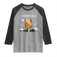 Funny Giant Guinea Pig Monster Roaring Tokyo Japan Raglan Shirt Guineapigzilla - Wonder Print Shop