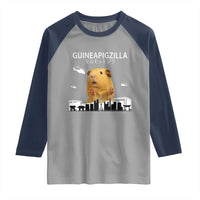 Funny Giant Guinea Pig Monster Roaring Tokyo Japan Raglan Shirt Guineapigzilla - Wonder Print Shop