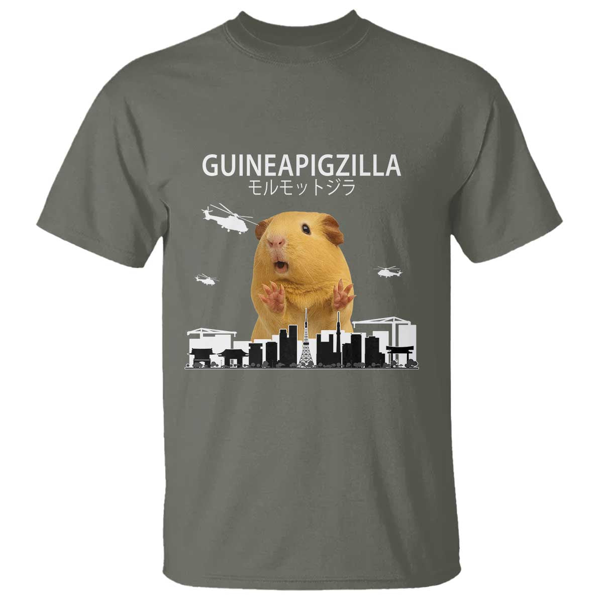 Funny Giant Guinea Pig Monster Roaring Tokyo Japan T Shirt Guineapigzilla - Wonder Print Shop