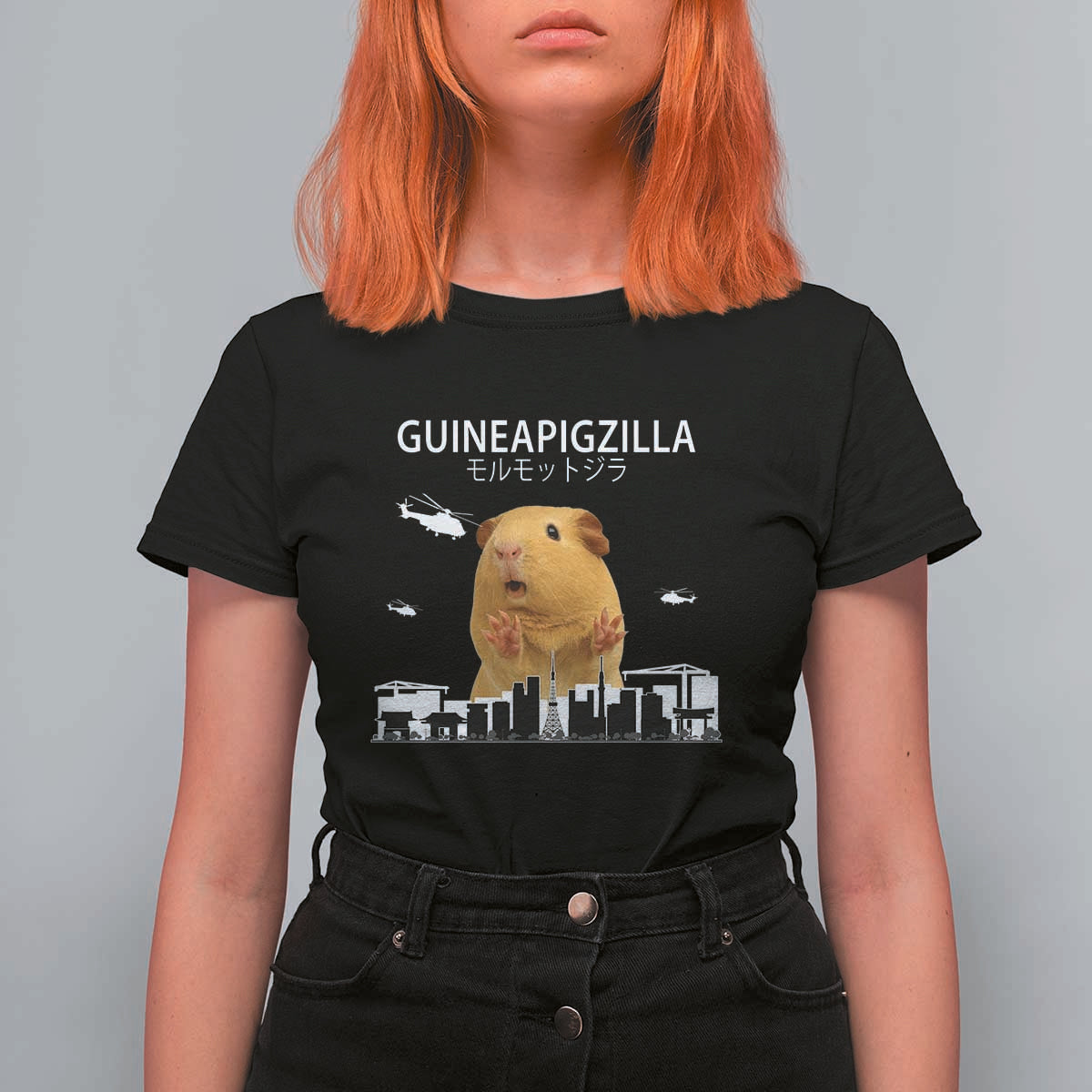 Funny Giant Guinea Pig Monster Roaring Tokyo Japan T Shirt For Women Guineapigzilla - Wonder Print Shop