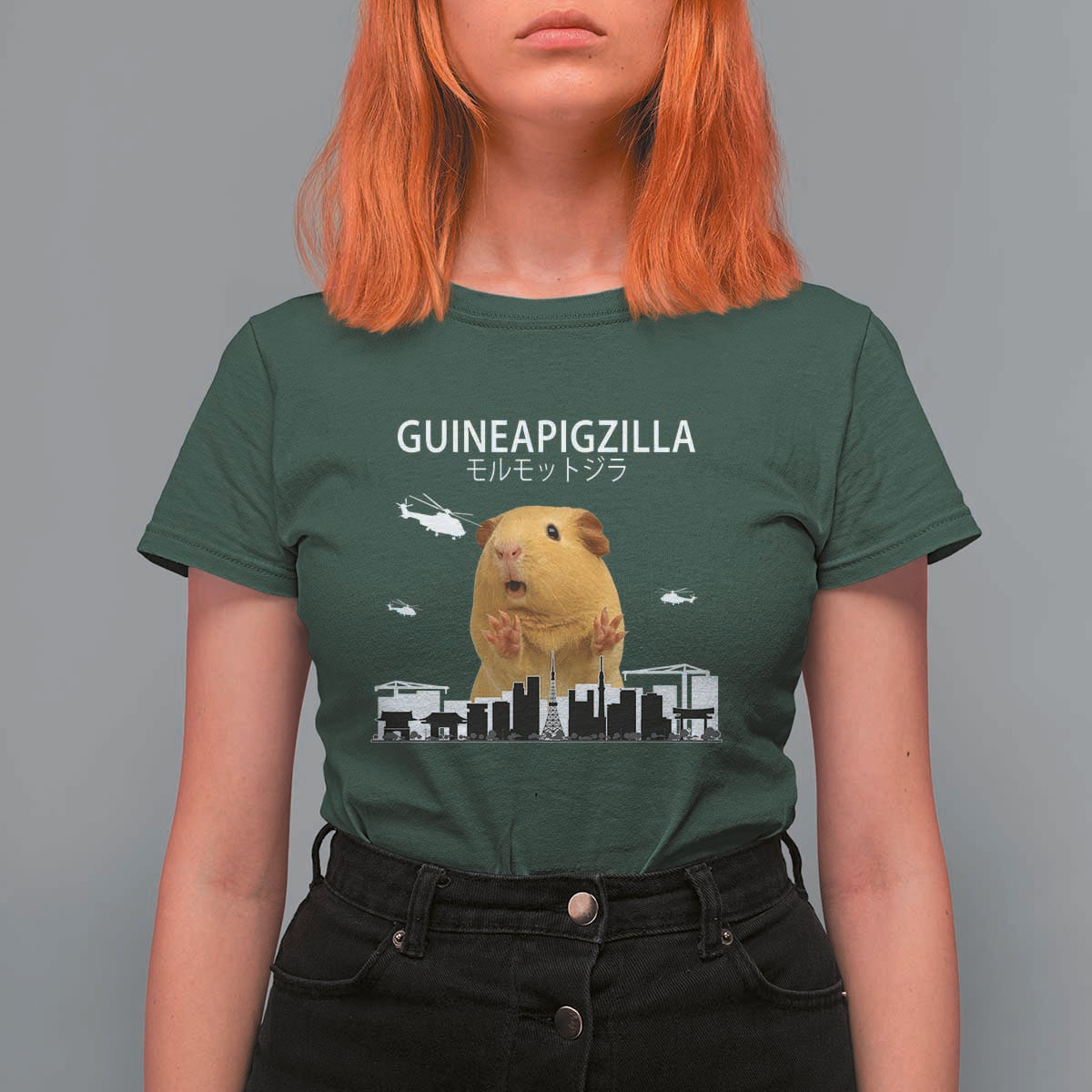 Funny Giant Guinea Pig Monster Roaring Tokyo Japan T Shirt For Women Guineapigzilla - Wonder Print Shop