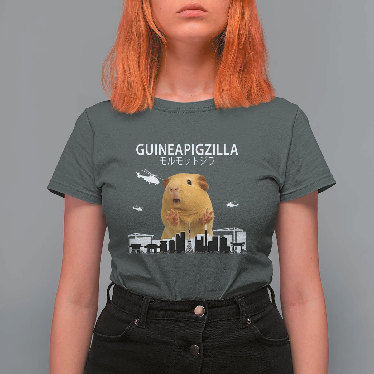Funny Giant Guinea Pig Monster Roaring Tokyo Japan T Shirt For Women Guineapigzilla - Wonder Print Shop
