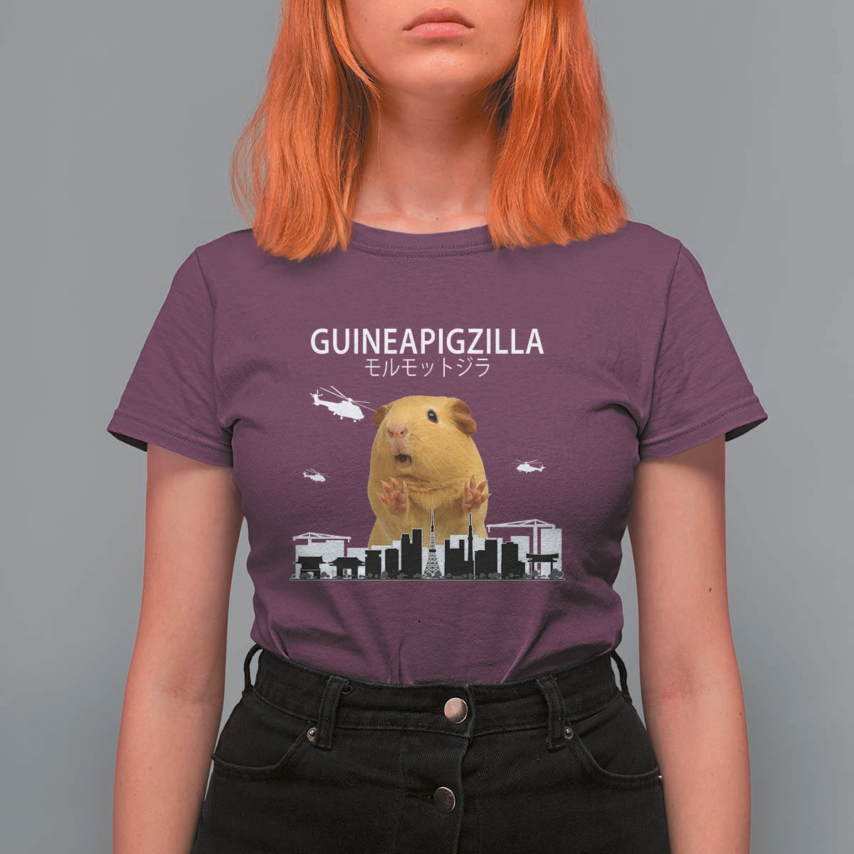 Funny Giant Guinea Pig Monster Roaring Tokyo Japan T Shirt For Women Guineapigzilla - Wonder Print Shop