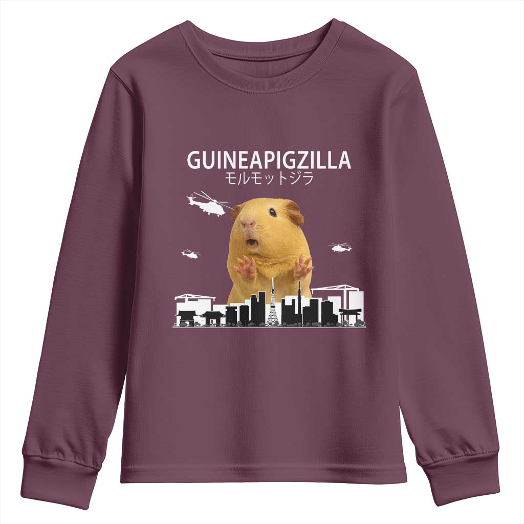 Funny Giant Guinea Pig Monster Roaring Tokyo Japan Youth Sweatshirt Guineapigzilla - Wonder Print Shop