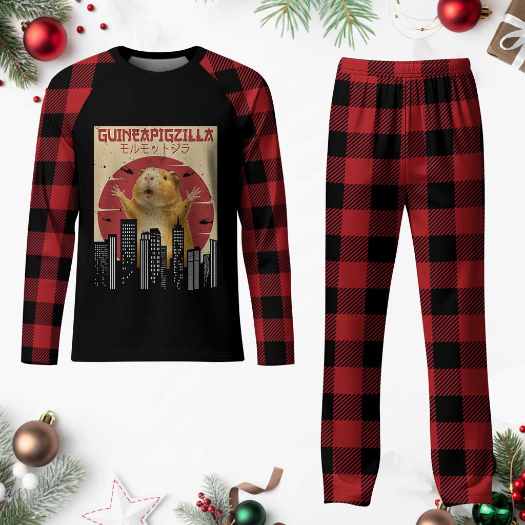 Guineapigzilla Giant Plaid Pajama Set Funny Guinea Pig Monster Tokyo Japan Gift - Wonder Print Shop