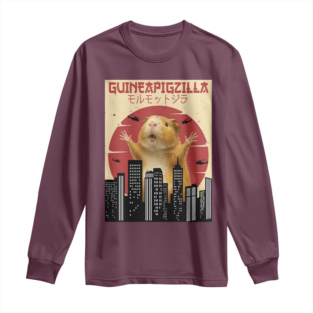 Guineapigzilla Giant Long Sleeve Shirt Funny Guinea Pig Monster Tokyo Japan Gift - Wonder Print Shop