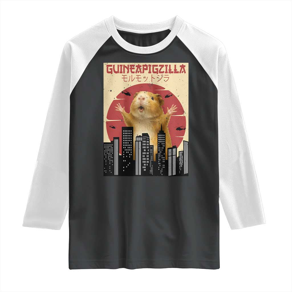 Guineapigzilla Giant Raglan Shirt Funny Guinea Pig Monster Tokyo Japan Gift - Wonder Print Shop