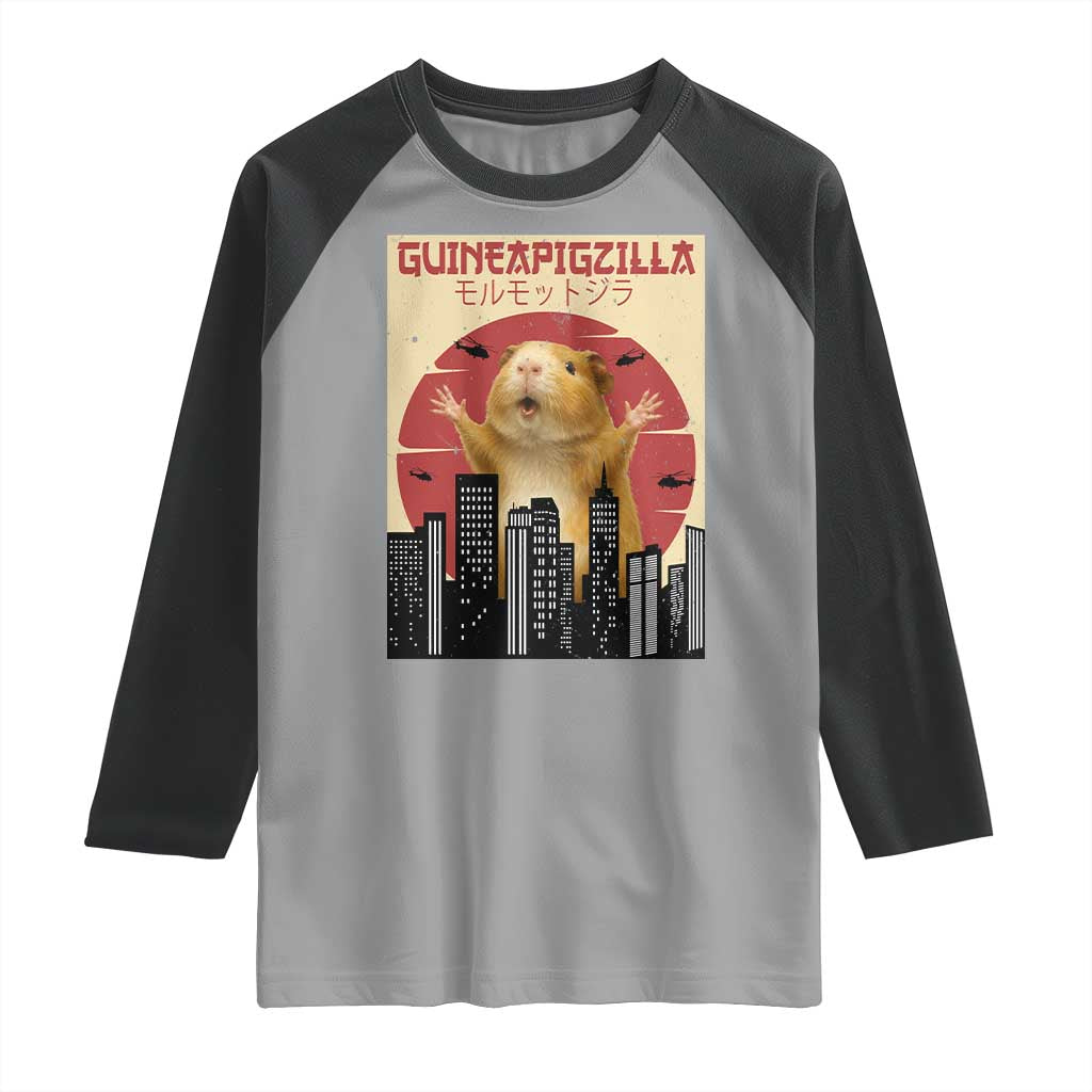 Guineapigzilla Giant Raglan Shirt Funny Guinea Pig Monster Tokyo Japan Gift - Wonder Print Shop