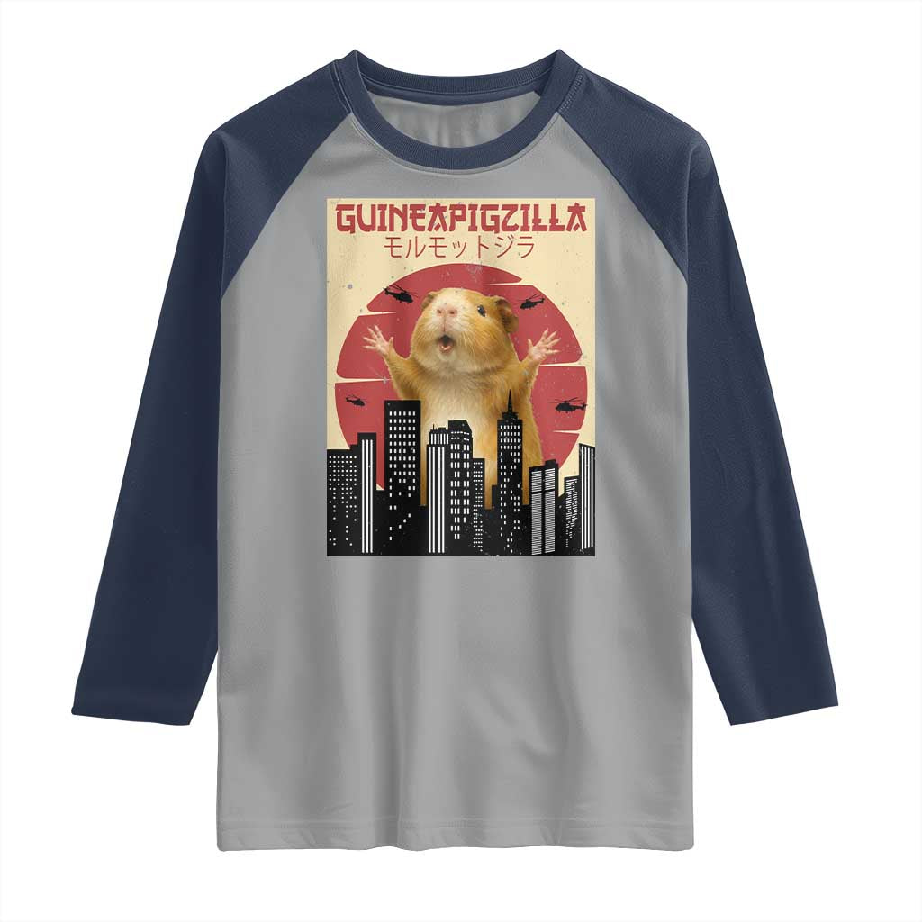 Guineapigzilla Giant Raglan Shirt Funny Guinea Pig Monster Tokyo Japan Gift - Wonder Print Shop