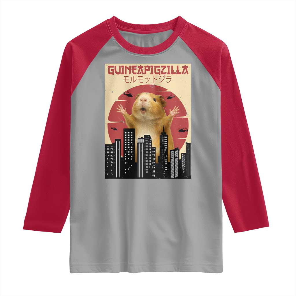 Guineapigzilla Giant Raglan Shirt Funny Guinea Pig Monster Tokyo Japan Gift - Wonder Print Shop