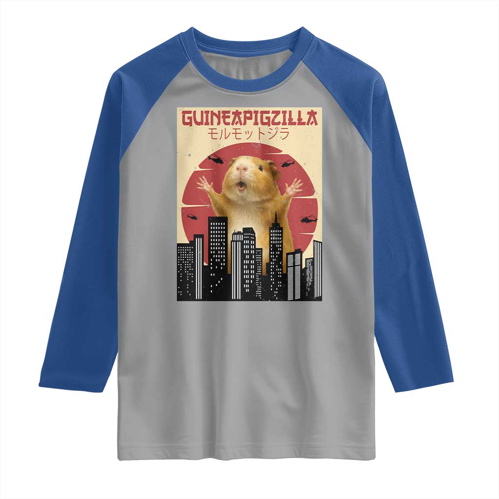 Guineapigzilla Giant Raglan Shirt Funny Guinea Pig Monster Tokyo Japan Gift - Wonder Print Shop