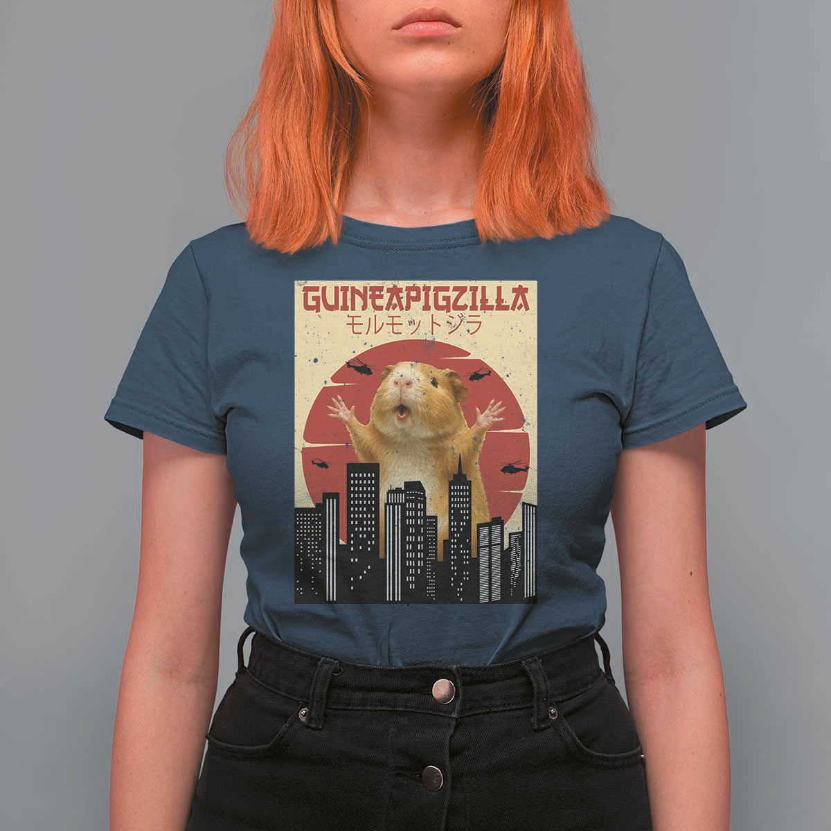 Guineapigzilla Giant T Shirt For Women Funny Guinea Pig Monster Tokyo Japan Gift - Wonder Print Shop
