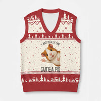 I Just Really Like Guinea Pigs V-Neck Knit Sweater Vest Funny Cavy Lover - Wonder Print Shop