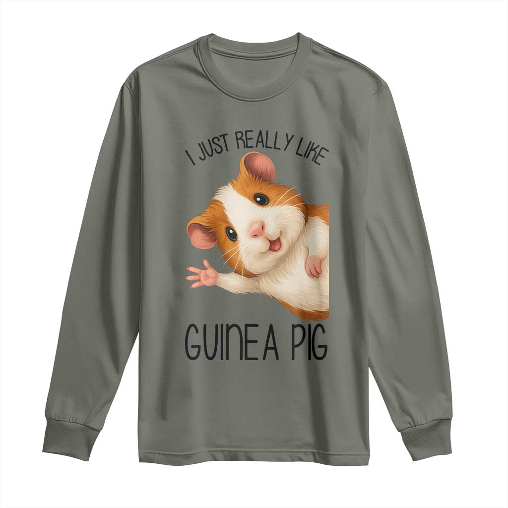 I Just Really Like Guinea Pigs Long Sleeve Shirt Funny Cavy Lover - Wonder Print Shop