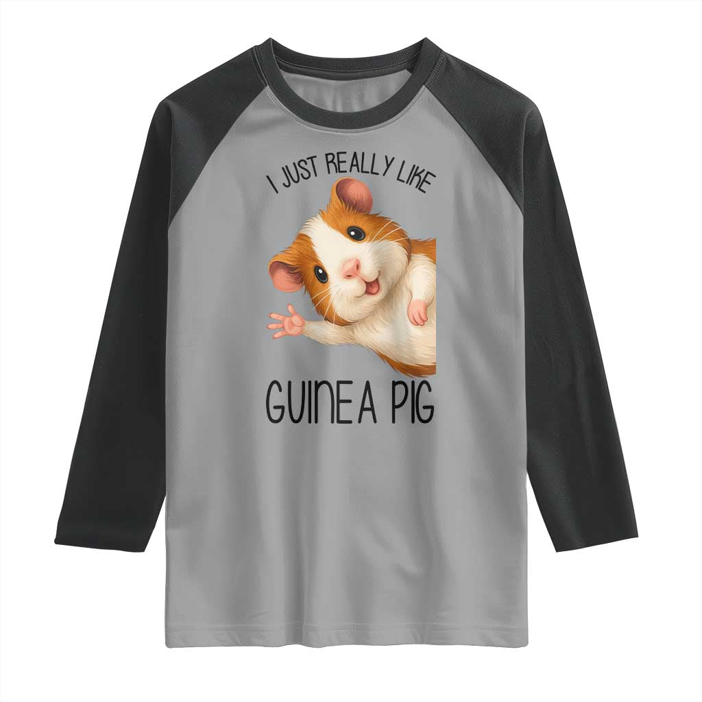 I Just Really Like Guinea Pigs Raglan Shirt Funny Cavy Lover - Wonder Print Shop