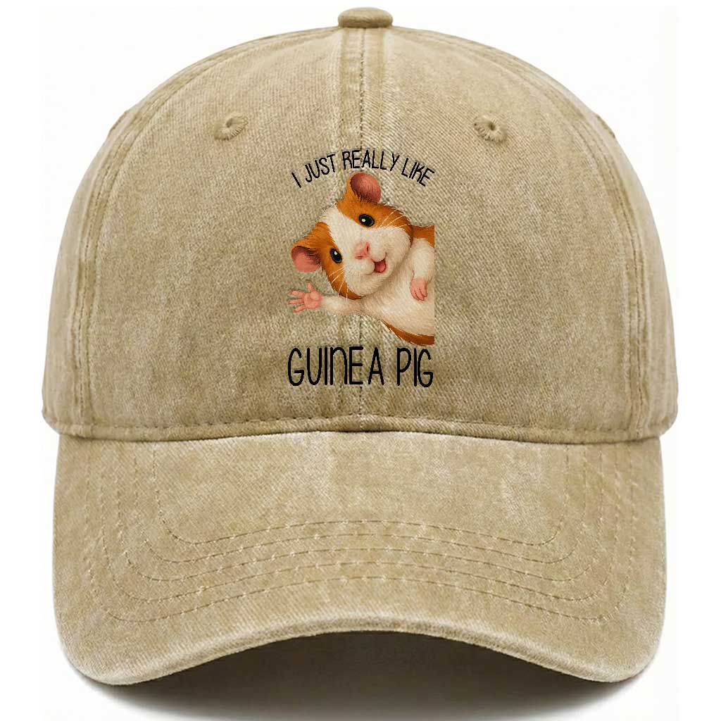 I Just Really Like Guinea Pigs Washed Cotton Baseball Cap Funny Cavy Lover