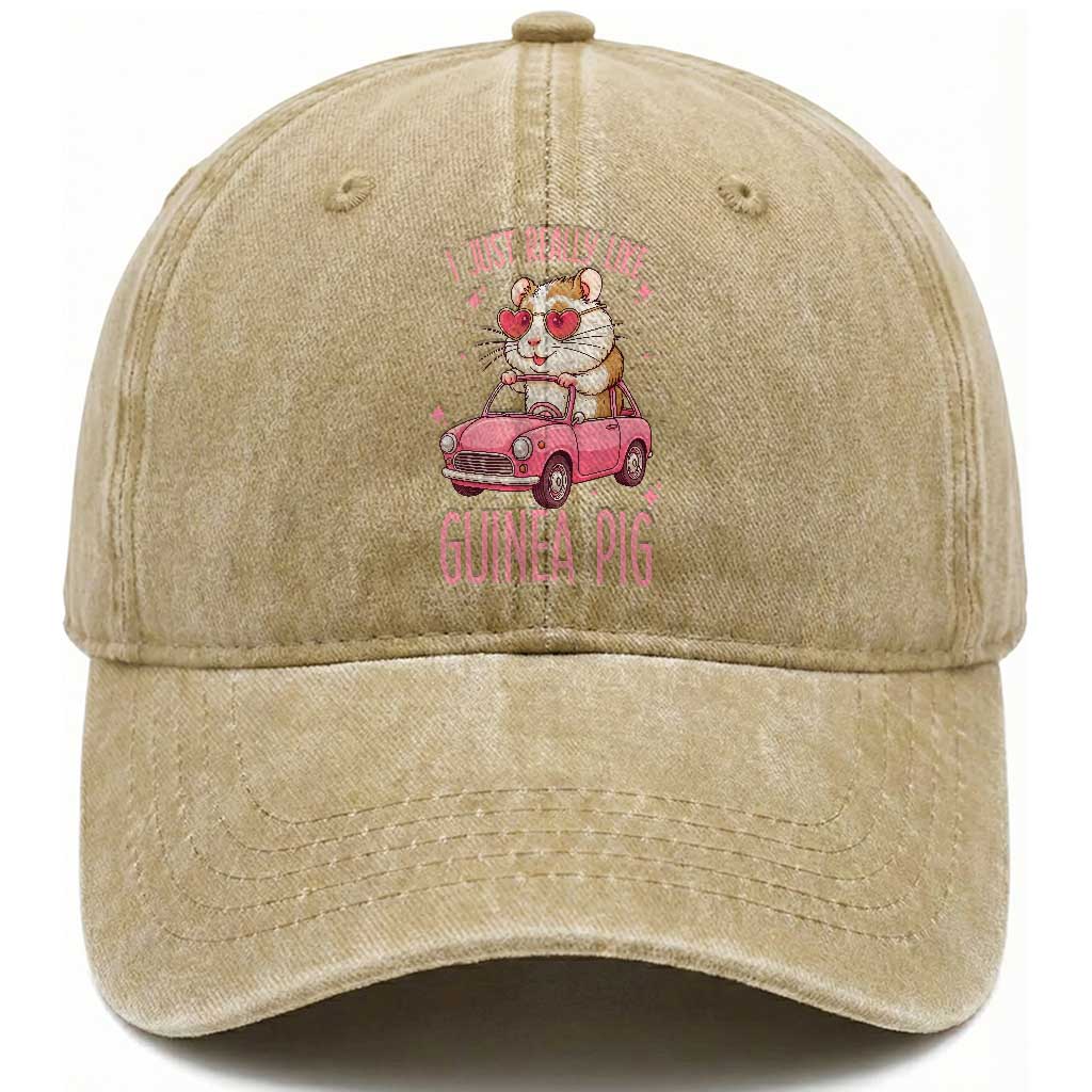 I Just Really Like Guinea Pigs Washed Cotton Baseball Cap Pet Lover Gift For Girl
