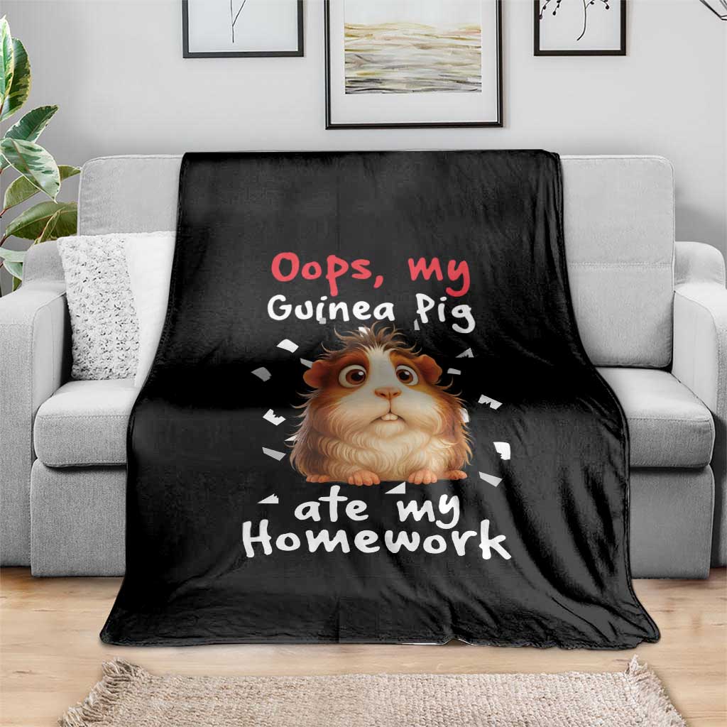Oops My Guinea Pig Ate My Homework Throw Blanket Funny Cavy Lover Gift - Wonder Print Shop