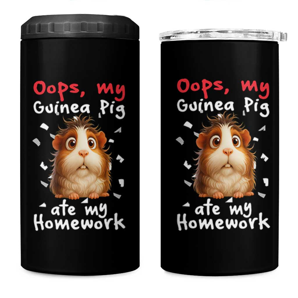 Oops My Guinea Pig Ate My Homework 4 in 1 Can Cooler Tumbler Funny Cavy Lover Gift - Wonder Print Shop