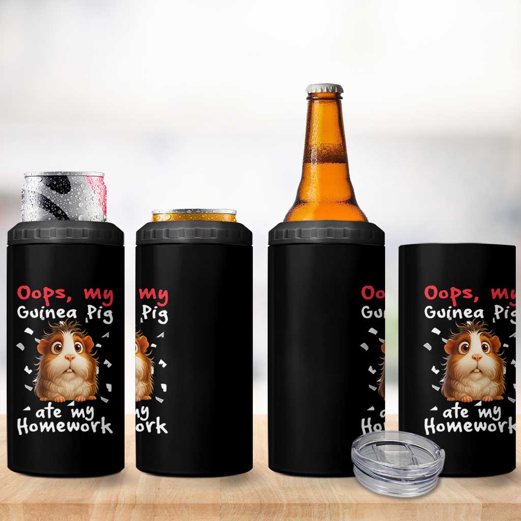 Oops My Guinea Pig Ate My Homework 4 in 1 Can Cooler Tumbler Funny Cavy Lover Gift - Wonder Print Shop