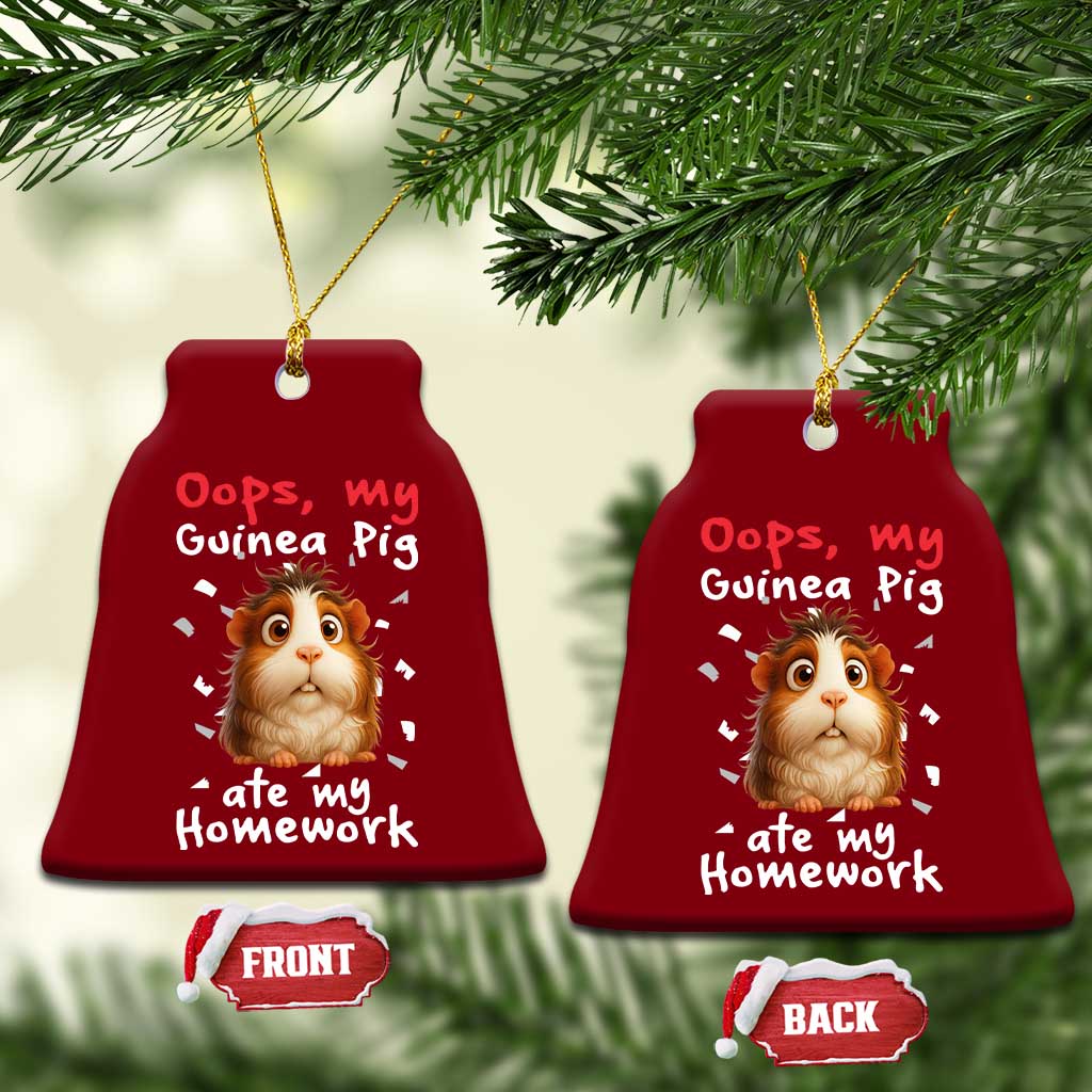 Oops My Guinea Pig Ate My Homework Ceramic Ornament Funny Cavy Lover Gift - Wonder Print Shop