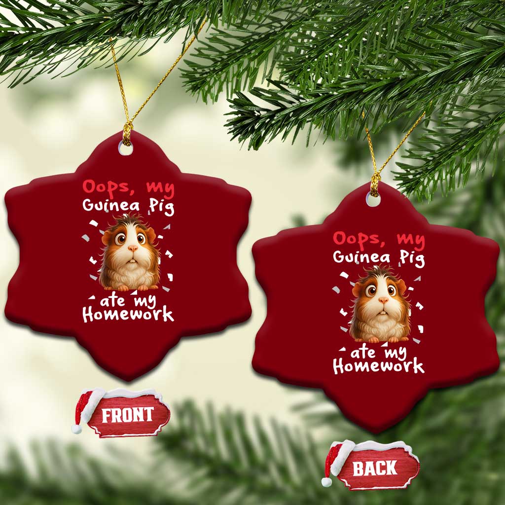 Oops My Guinea Pig Ate My Homework Ceramic Ornament Funny Cavy Lover Gift - Wonder Print Shop