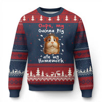 Oops My Guinea Pig Ate My Homework Ugly Christmas Sweater Funny Cavy Lover Gift - Wonder Print Shop