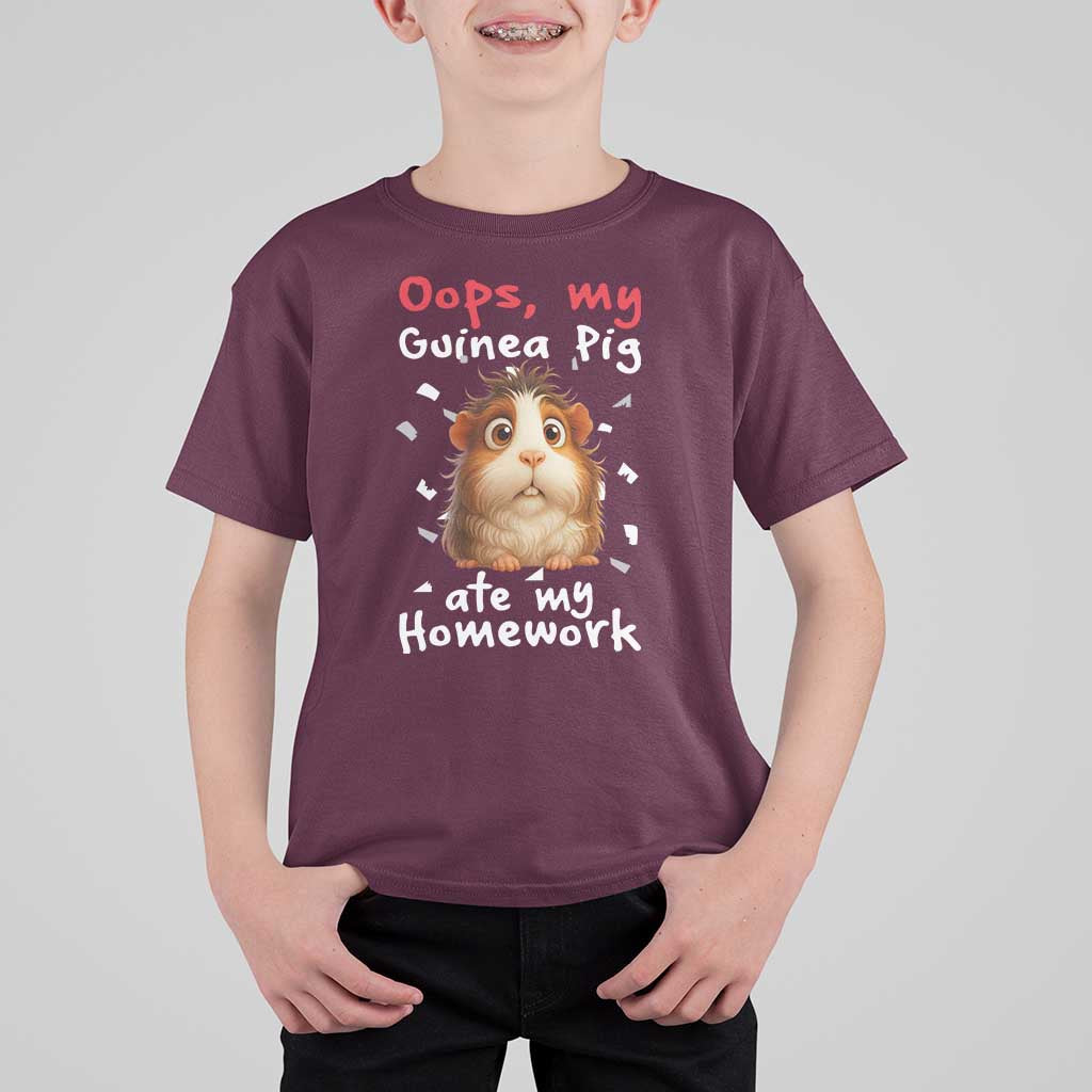 Oops My Guinea Pig Ate My Homework T Shirt For Kid Funny Cavy Lover Gift - Wonder Print Shop