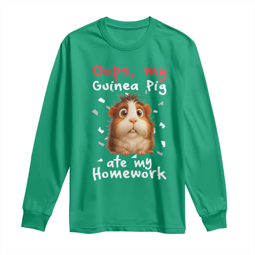 Oops My Guinea Pig Ate My Homework Long Sleeve Shirt Funny Cavy Lover Gift - Wonder Print Shop
