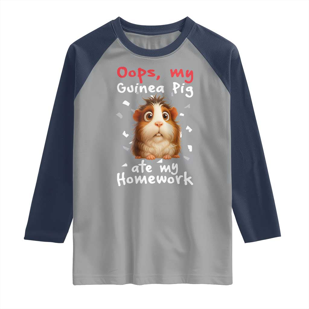 Oops My Guinea Pig Ate My Homework Raglan Shirt Funny Cavy Lover Gift - Wonder Print Shop