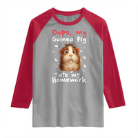 Oops My Guinea Pig Ate My Homework Raglan Shirt Funny Cavy Lover Gift - Wonder Print Shop