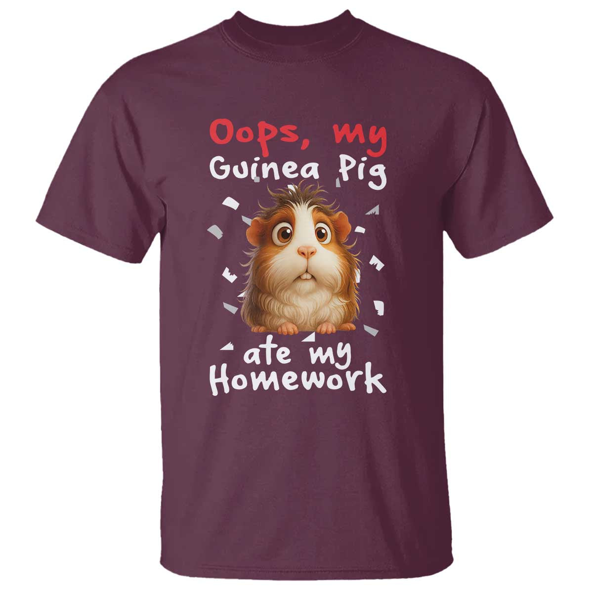 Oops My Guinea Pig Ate My Homework T Shirt Funny Cavy Lover Gift - Wonder Print Shop
