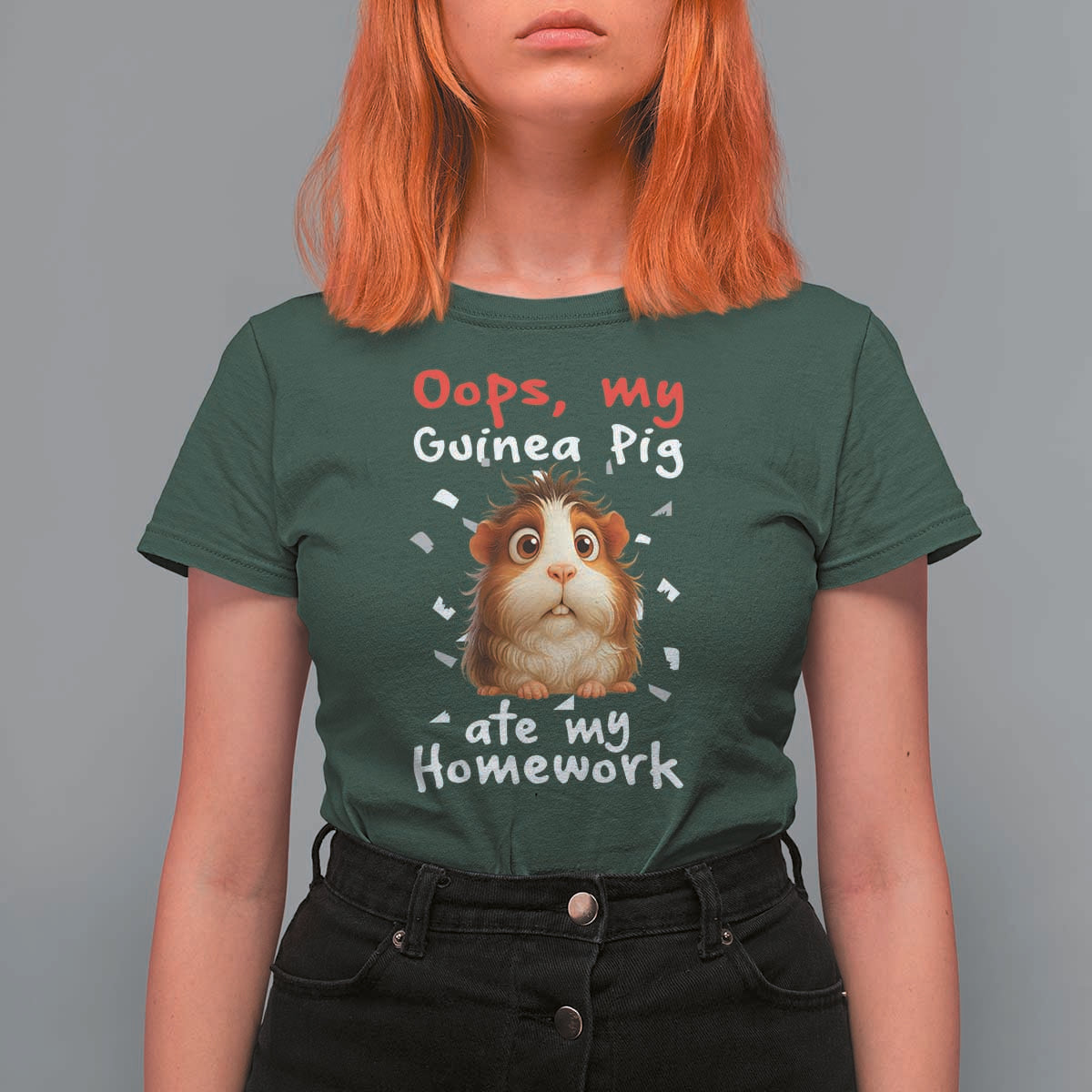 Oops My Guinea Pig Ate My Homework T Shirt For Women Funny Cavy Lover Gift - Wonder Print Shop