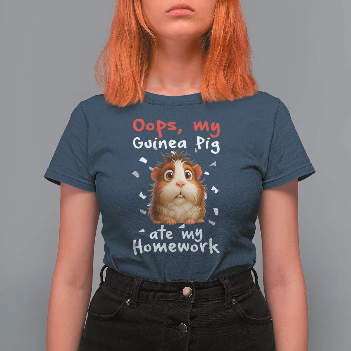 Oops My Guinea Pig Ate My Homework T Shirt For Women Funny Cavy Lover Gift - Wonder Print Shop