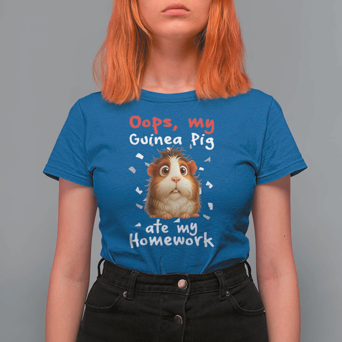 Oops My Guinea Pig Ate My Homework T Shirt For Women Funny Cavy Lover Gift - Wonder Print Shop